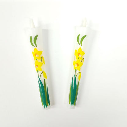 Hand-Painted Japanese Candles - Narcissus (Size 3 Set of 2)