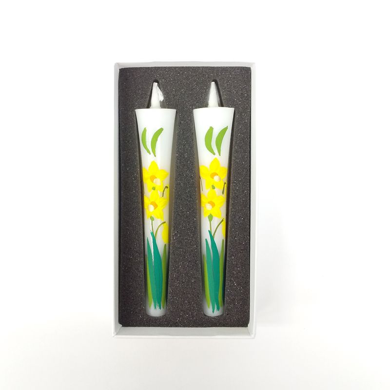 Hand-Painted Japanese Candles - Narcissus (Size 3 Set of 2)