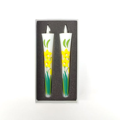 Hand-Painted Japanese Candles - Narcissus (Size 3 Set of 2)