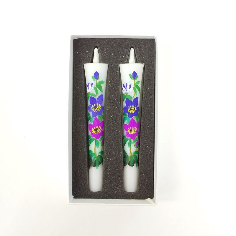 Hand-Painted Japanese Candles - Clematis (Size 3 Set of 2)