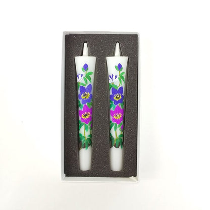 Hand-Painted Japanese Candles - Clematis (Size 3 Set of 2)
