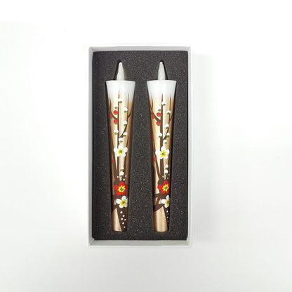 Hand-Painted Japanese Candles - Plum Blossom (Size 3 Set of 2)