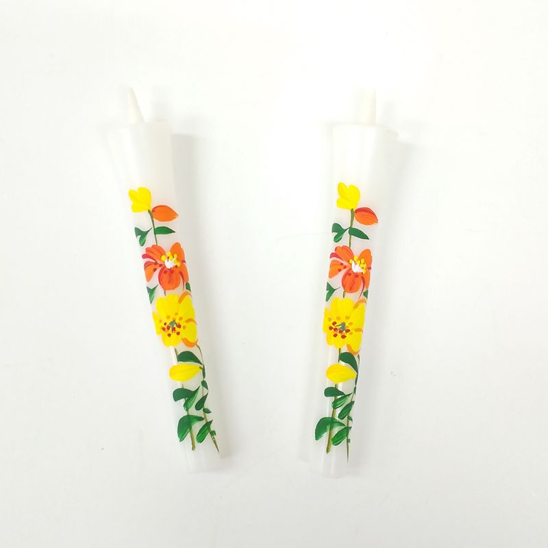 Hand-Painted Japanese Candles - Lily (Size 3 Set of 2)