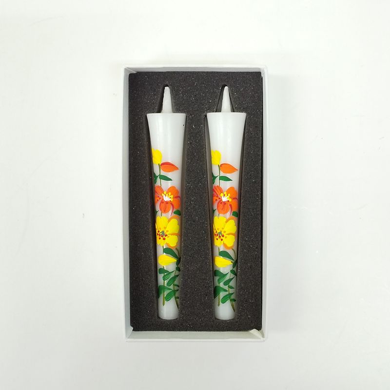 Hand-Painted Japanese Candles - Lily (Size 3 Set of 2)