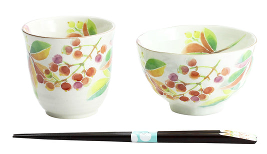 Rice Bowl and Chopsticks Set - HANAKOTOBA Heavenly Bamboo