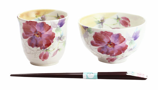 Rice Bowl and Chopsticks Set - HANATSUMI Cornflower