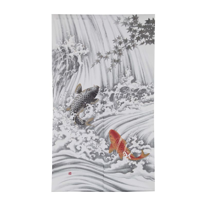Japanese Noren Curtain - Carp Climbing Waterfall(Ukiyo-e)