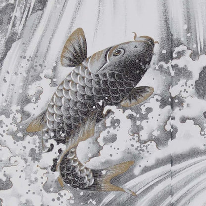 Japanese Noren Curtain - Carp Climbing Waterfall(Ukiyo-e)