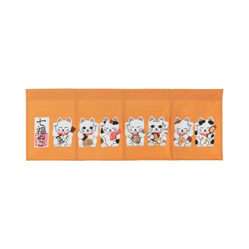Japanese Noren Curtain - Seven Lucky Cats
