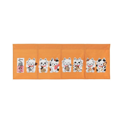 Japanese Noren Curtain - Seven Lucky Cats