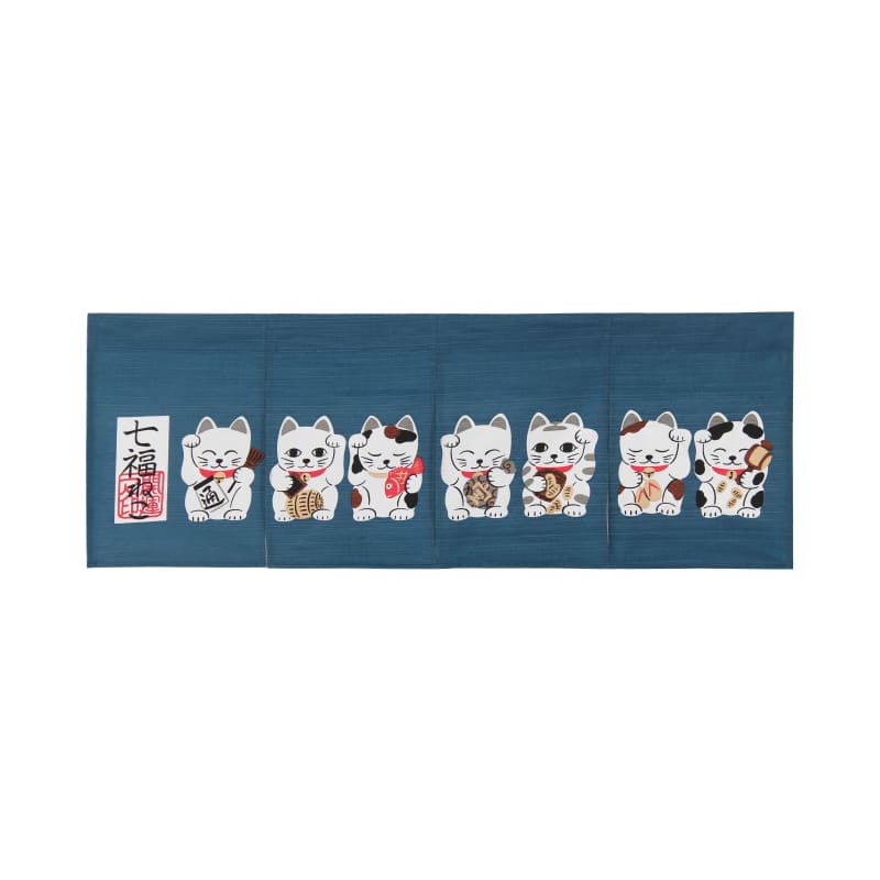 Japanese Noren Curtain - Seven Lucky Cats