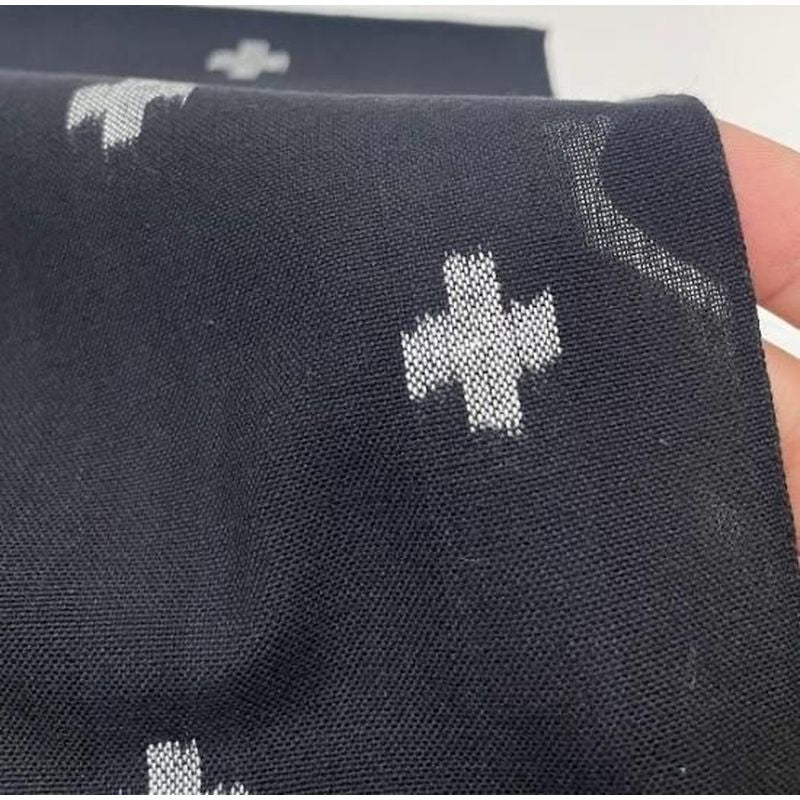 Cotton Fabric - Soft Weave Cross Black