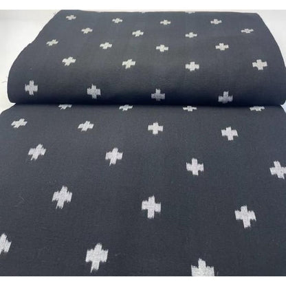 Cotton Fabric - Soft Weave Cross Black