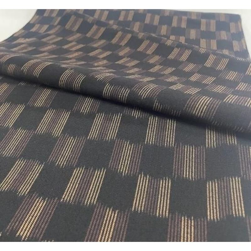 Cotton Fabric - Hitoha Ichimatsu 8-Tate Black-Brown