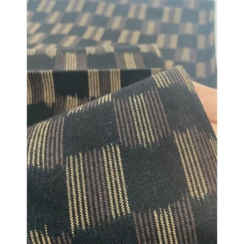 Cotton Fabric - Hitoha Ichimatsu 8-Tate Black-Brown
