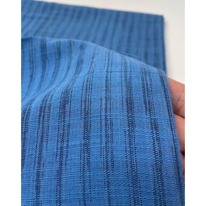 Cotton Fabric - Crinkle Weave Yoroke Stripe Light Blue