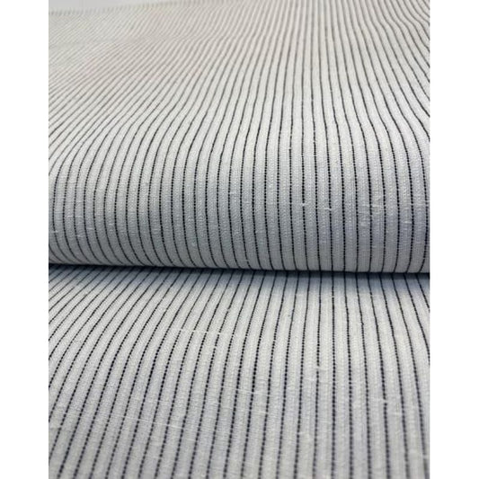 Cotton Fabric - Crinkle Weave Pinstripe White-Black