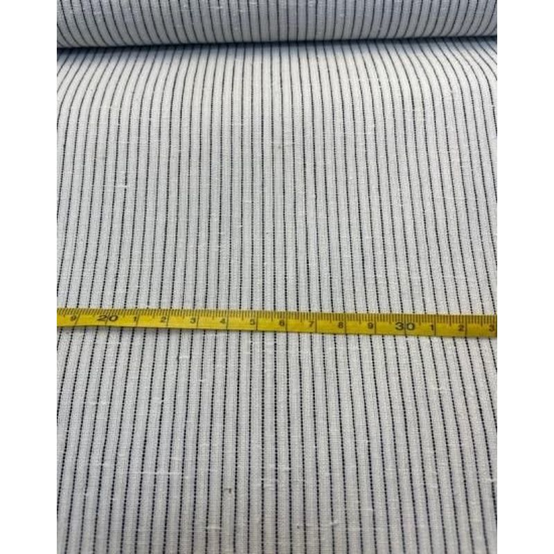 Cotton Fabric - Crinkle Weave Pinstripe White-Black