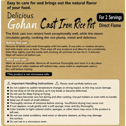 Rice Pot - Cast Iron Delicious Rice 340ml of Rice