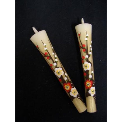 Hand-Painted Japanese Candles - Plum Blossom (Size 3 Set of 2)