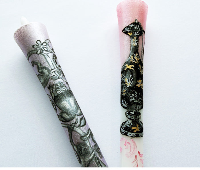 Hand-Painted Japanese Candles - Shosoin(Size 3 Set of 2)