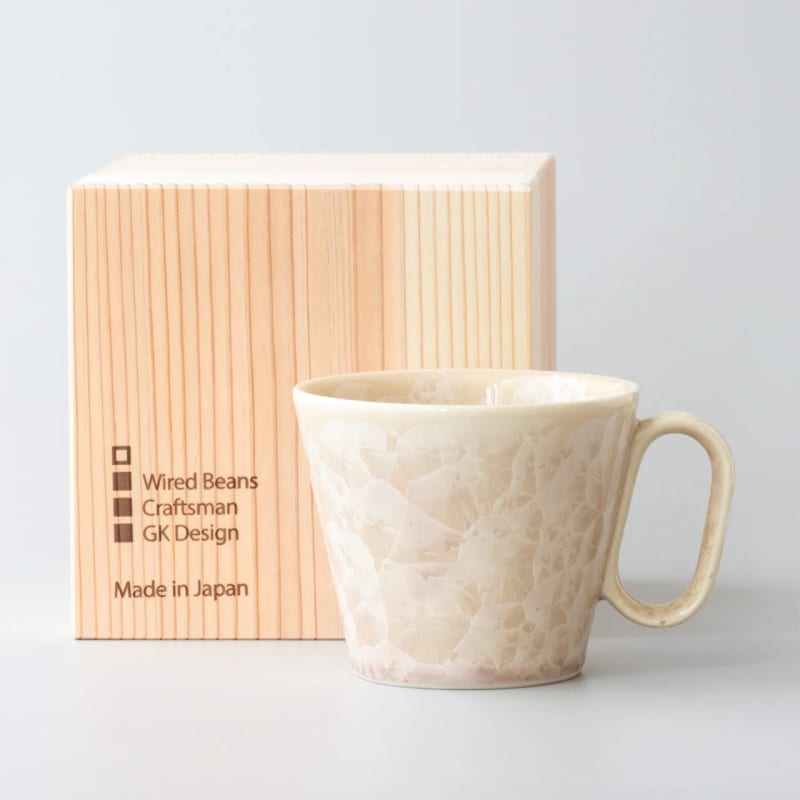 Mug - Kyo-yaki Hana-kessho Beige, Lifelong Companion (Cedar Box)