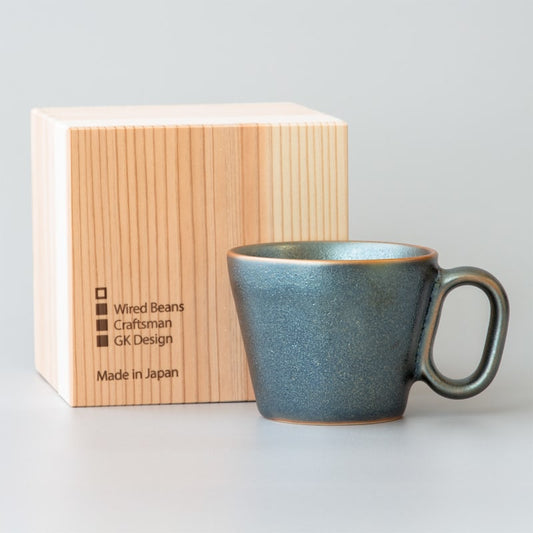 Mug - Shigaraki-yaki Silver Tenmoku, Lifelong Companion (Cedar Box)