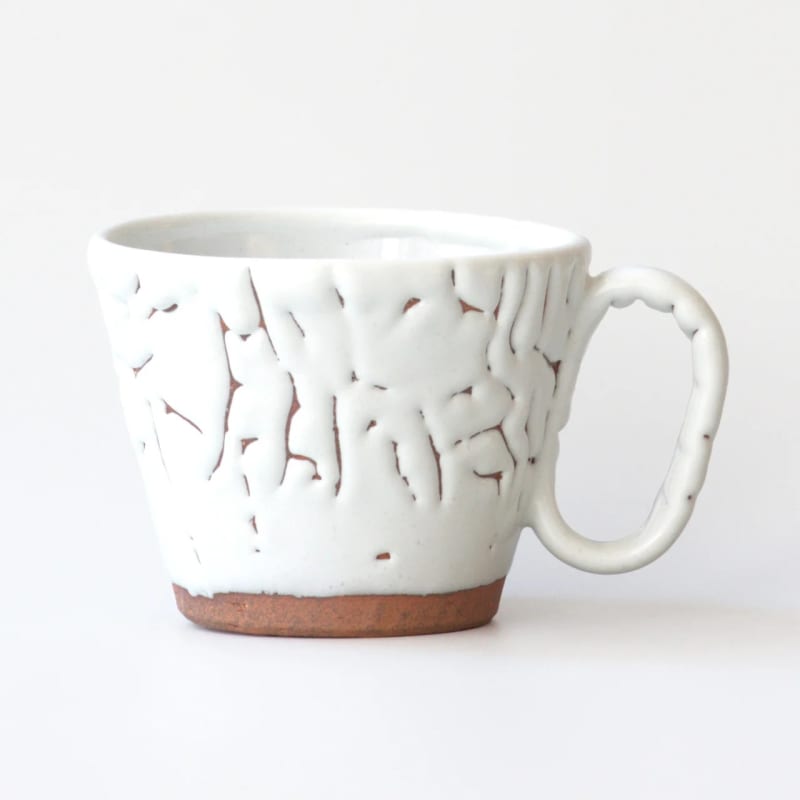 Mug - Hagi-yaki Onihagi White Glaze, Lifelong Companion (Cedar Box