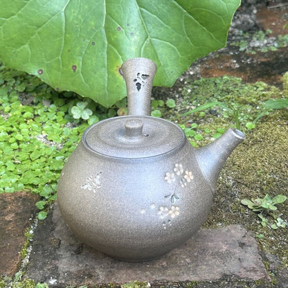 Teapot - SEIHO Unglazed Stoneware Tama Shape Sakura Butterfly