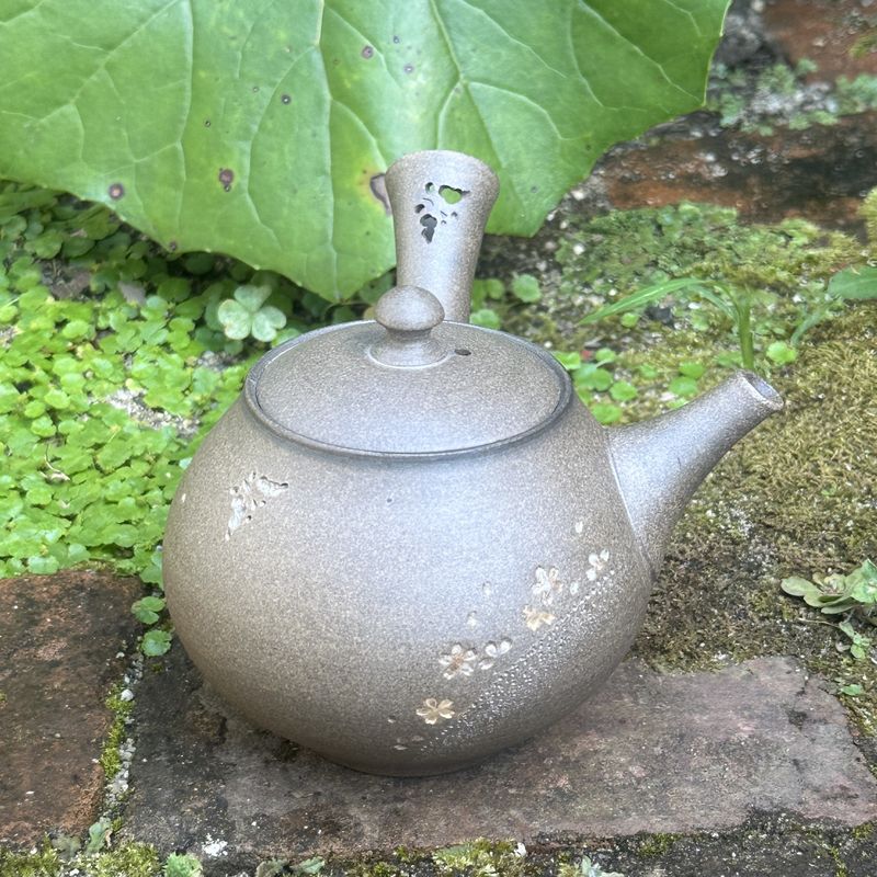 Teapot - SEIHO Unglazed Stoneware Round Butterfly Sakura