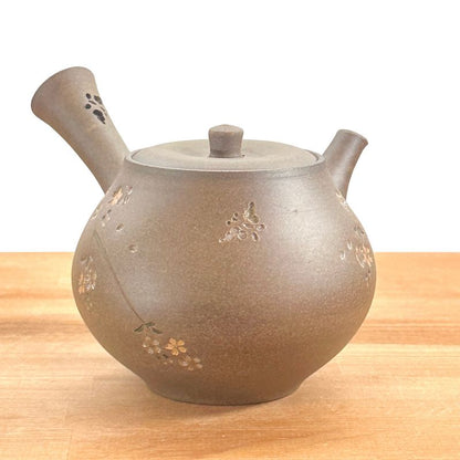 Teapot - SEIHO Unglazed Stoneware Tama Shape Sakura Butterfly