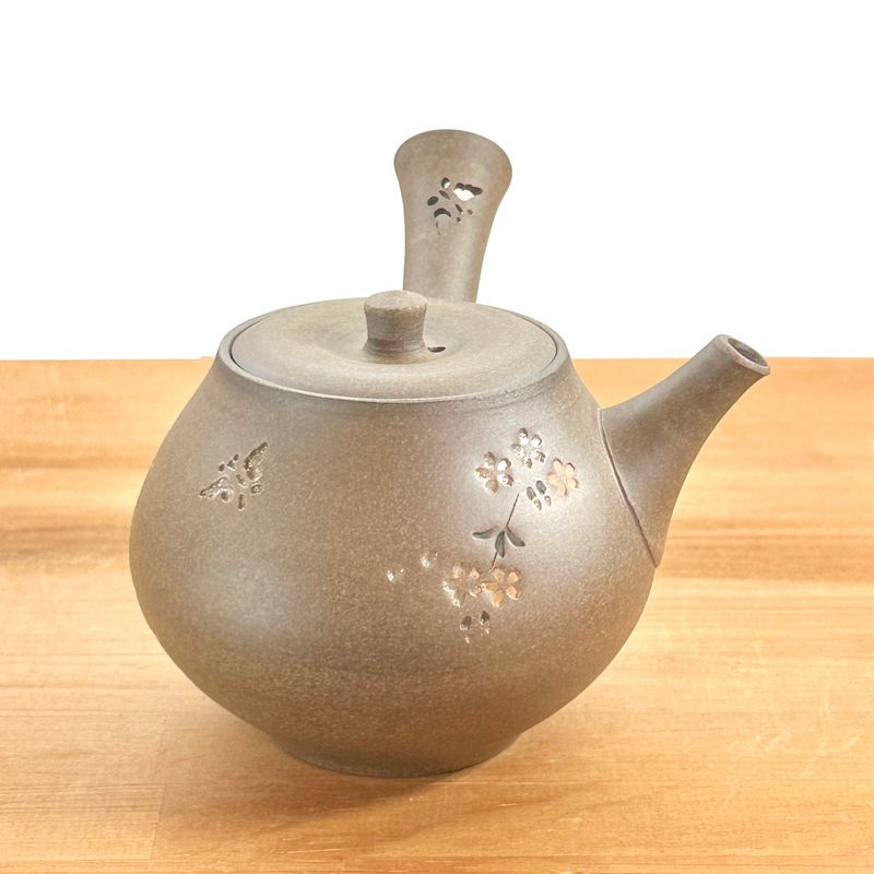 Teapot - SEIHO Unglazed Stoneware Tama Shape Sakura Butterfly