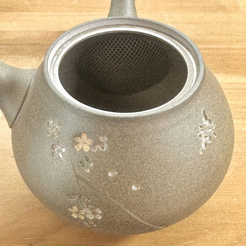 Teapot - SEIHO Unglazed Stoneware Tama Shape Sakura Butterfly