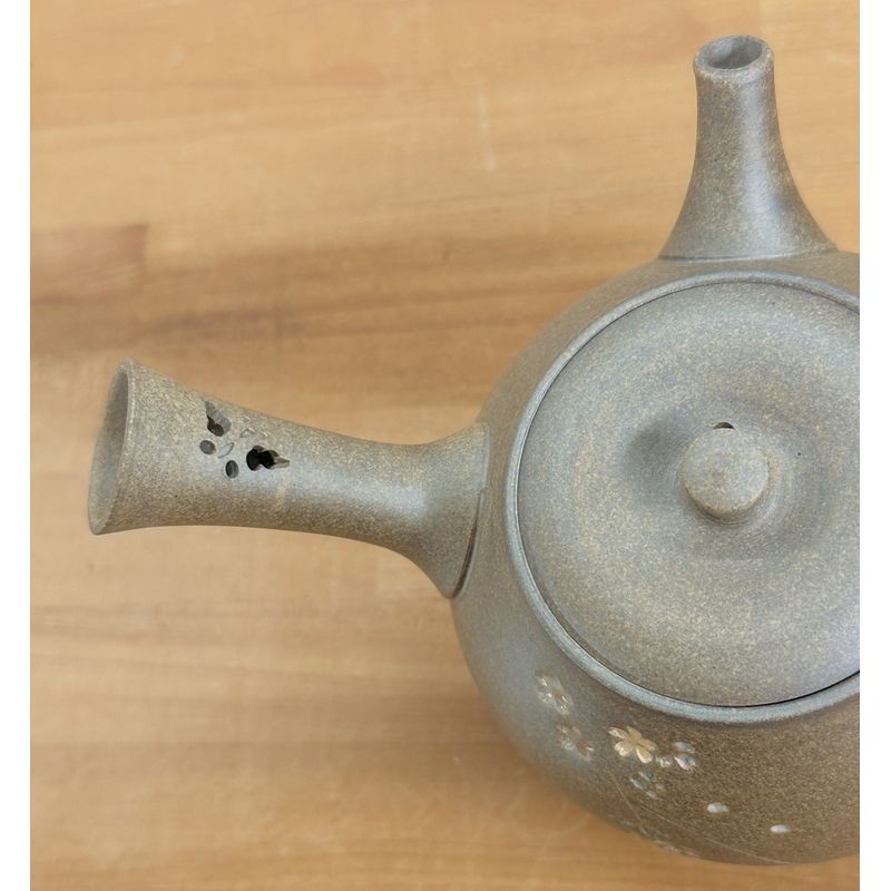 Teapot - SEIHO Unglazed Stoneware Tama Shape Sakura Butterfly