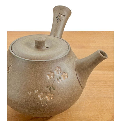Teapot - SEIHO Unglazed Stoneware Tama Shape Sakura Butterfly