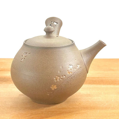 Teapot - SEIHO Unglazed Stoneware Round Butterfly Sakura