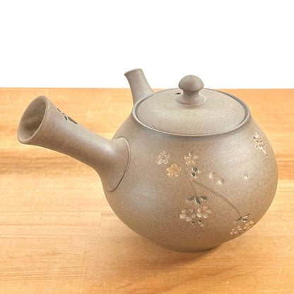 Teapot - SEIHO Unglazed Stoneware Round Butterfly Sakura