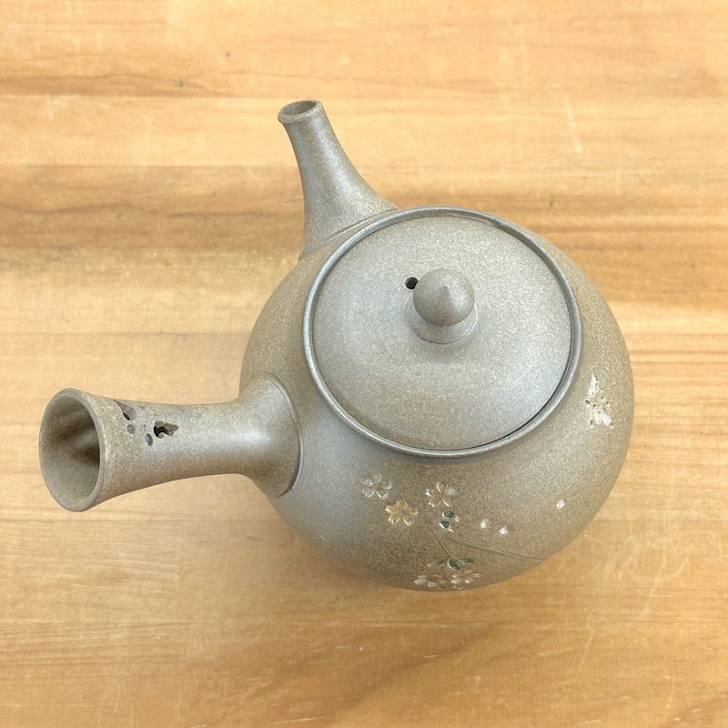 Teapot - SEIHO Unglazed Stoneware Round Butterfly Sakura