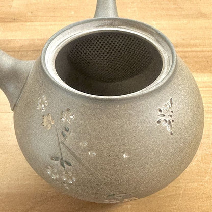 Teapot - SEIHO Unglazed Stoneware Round Butterfly Sakura