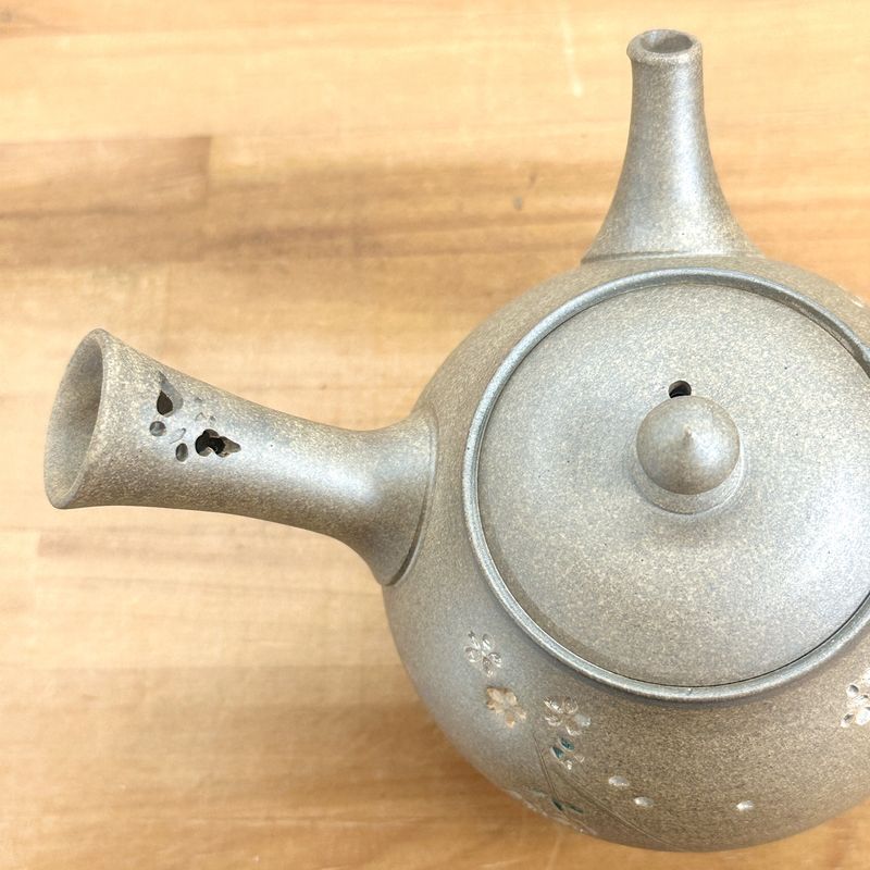 Teapot - SEIHO Unglazed Stoneware Round Butterfly Sakura