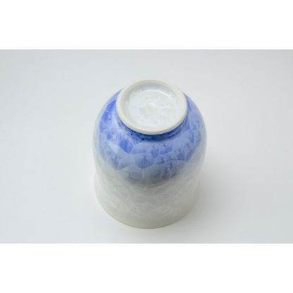 كوب شاي ياباني - FLOWER CRYSTAL قاعدة بيضاء أزرق أحمر زوج