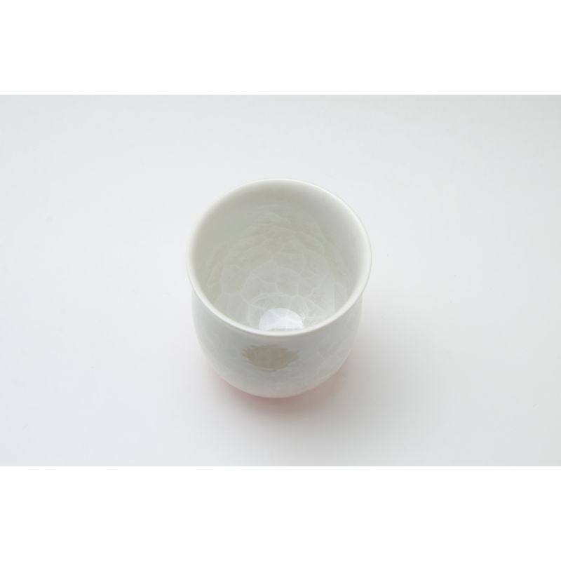 كوب شاي ياباني - FLOWER CRYSTAL قاعدة بيضاء أزرق أحمر زوج