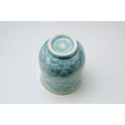 Japanese Tea Cup - FLOWER CRYSTAL Green & Brown Pair