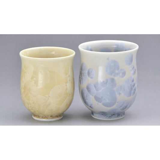 Japanese Tea Cup - FLOWER CRYSTAL Silver & Gold Pair