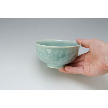 Rice Bowls - FLOWER CRYSTAL Green & Brown Pair