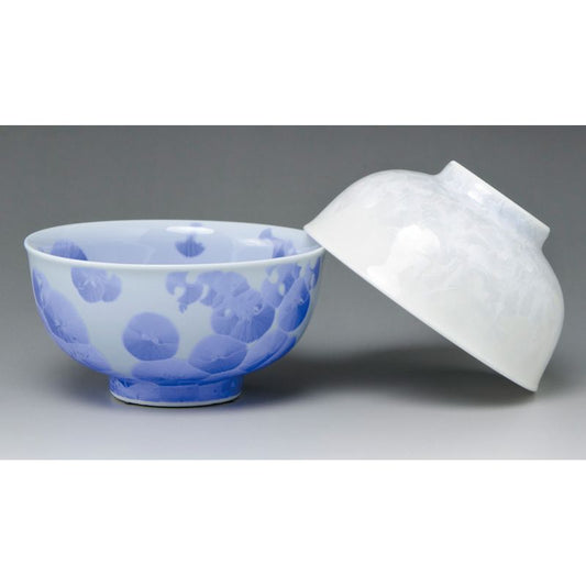 Rice Bowls - FLOWER CRYSTAL Blue & White Pair