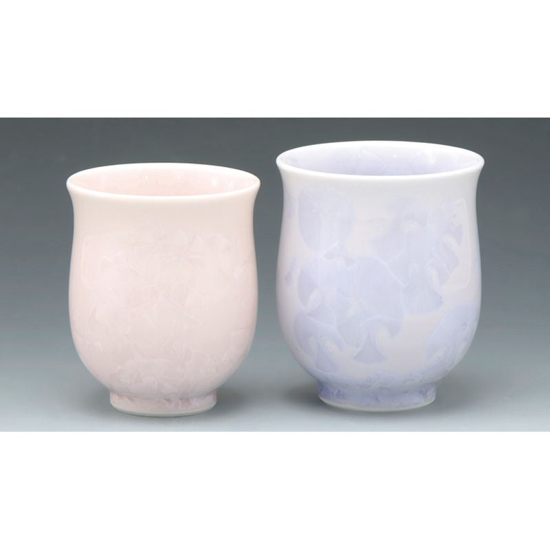 Japanese Tea Cup - FLOWER CRYSTAL Purple & Pink Pair