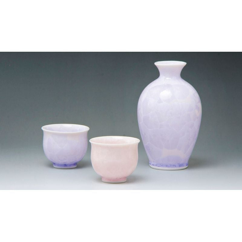 Sake Set - FLOWER CRYSTAL Purple & Pink