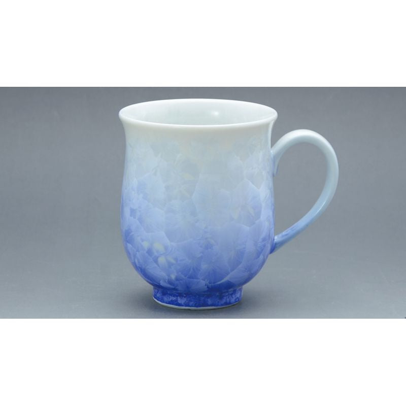 Mug Cup - FLOWER CRYSTAL White Base Blue