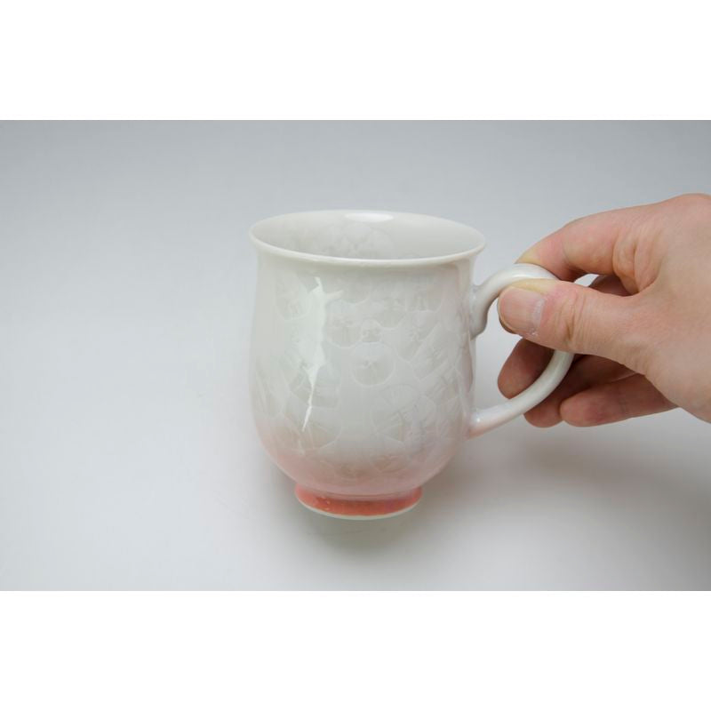 Mug Cup - FLOWER CRYSTAL White Base Red